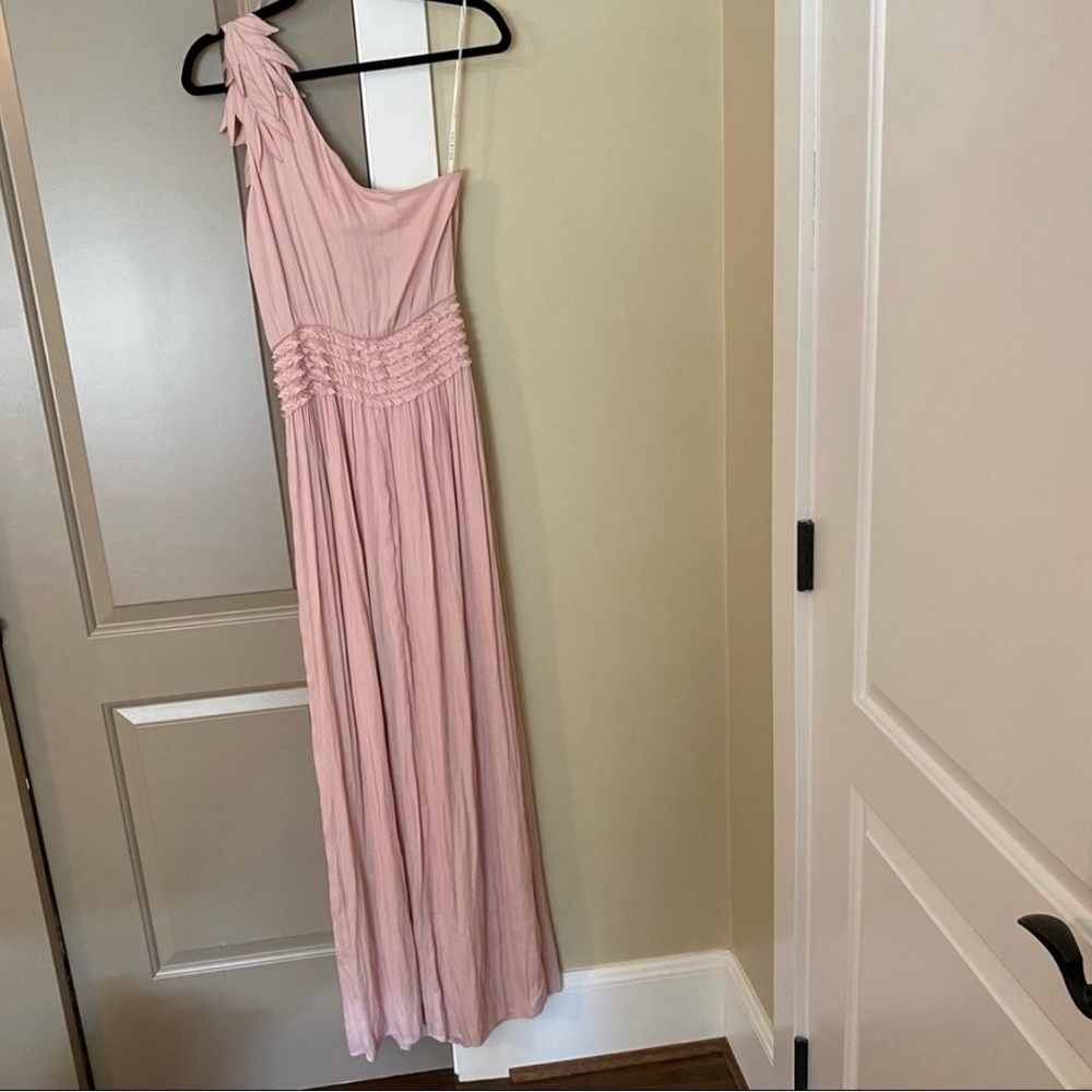 Halston Heritage Pink One Shoulder Dress S